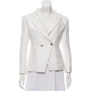 Pierre Balmain White Structured Peak-Lapel Blazer XS US2, FR36